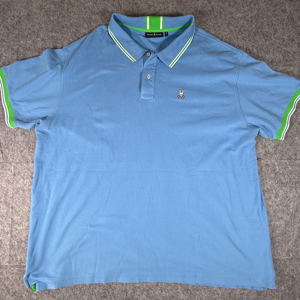 Psycho Bunny Polo Shirt Mens 4XL Blue Collar Short Sleeve Preppy